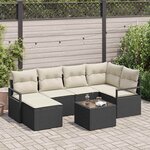 vidaXL Ensemble de canapé de jardin 7 Pièces Noir Poly rotin