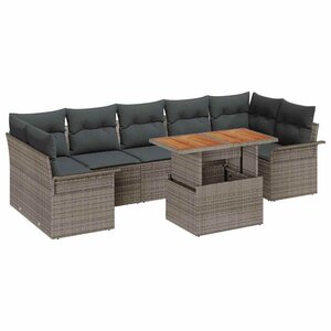 vidaXL Ensemble de canapé de jardin 8 Pièces Gris Poly rotin