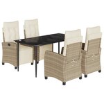 vidaXL Ensemble à manger de jardin avec coussins 5Pièces Beige poly rotin