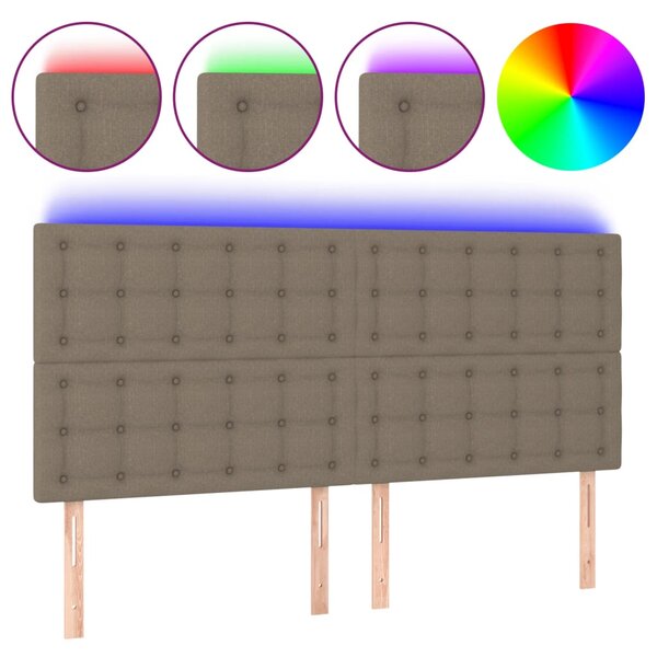 vidaXL Tête de lit à LED Taupe 180x5x118/128 cm Tissu