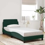 vidaXL Cadre de lit Dover vert foncé 90x190 cm velours
