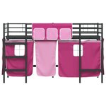 vidaXL Cadre de Lit Mezzanine pour Enfants avec Rideaux Noir et rose
