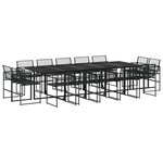 vidaXL Ensemble à manger de jardin 15 Pièces noir résine tressée