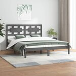 vidaXL Cadre de lit sans matelas gris 200x200 cm bois massif de pin