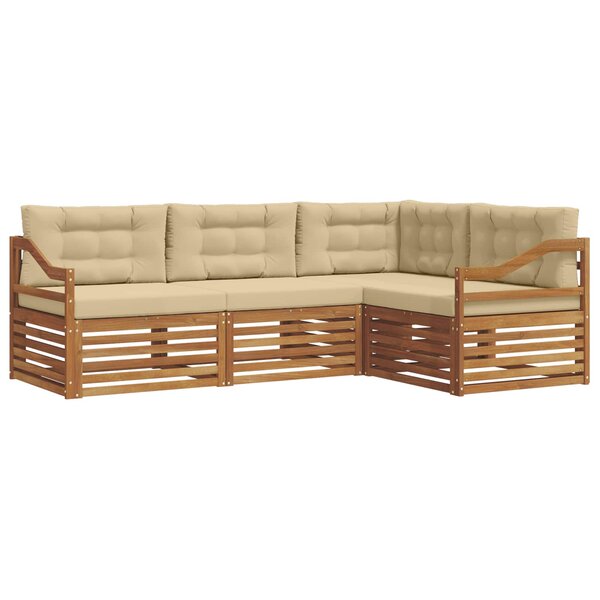 vidaXL Ensemble de canapés d'extérieur 4 Pièces Naturel et Beige