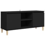 vidaXL Meuble TV avec pieds en bois massif Noir 103 5x35x50 cm