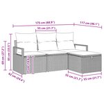 Set de canapé de jardin vidaXL 4 pièces avec coussins Gris clair Poly Rotin