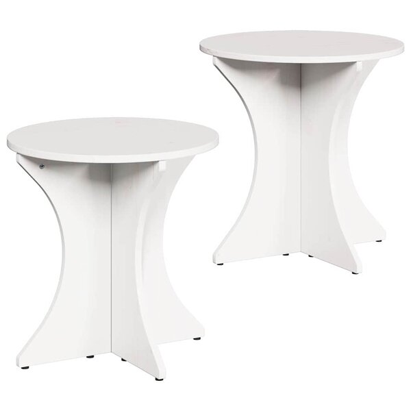 vidaXL Table basse 2 Pièces Blanc Bois massif en pin