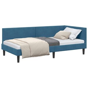 vidaXL Cadre de lit d'angle Bleu 90 x 190 cm Velours