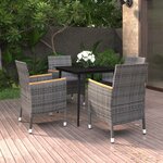 vidaXL Ensemble à manger de jardin coussins 5 Pièces Résine tressée Verre