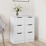 vidaXL Buffets 2 Pièces blanc 30x30x70 cm bois d'ingénierie
