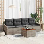 vidaXL Ensemble de canapé de jardin avec coussin 5 Pièces Gris Poly rotin