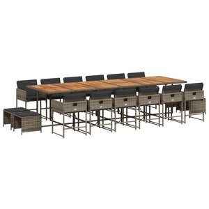 vidaXL Ensemble à manger de jardin 17 Pièces et coussins résine tressée