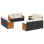 vidaXL Salon de jardin 12 Pièces avec coussins noir résine tressée