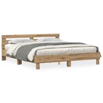 vidaXL Cadre de lit chêne artisanal 200 x 200 cm Bois d'ingénierie