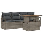 vidaXL Canapé de jardin 5 pièces avec coussins gris en polyrotin