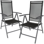 Tectake lot de 6 chaises de jardin pliantes en aluminium - noir/anthracite