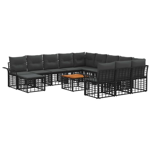 vidaXL Ensemble de canapé de jardin 13 Pièces Noir et Gris foncé