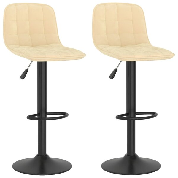 vidaXL Tabourets de bar lot de 2 crème velours