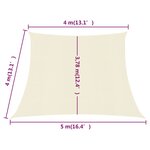 vidaXL Voile d'ombrage 160 g/m² Crème 4/5x4 m PEHD