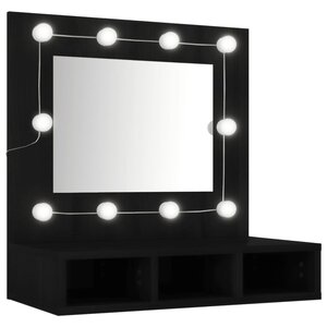 vidaXL Armoire à miroir avec LED noir 60x31 5x62 cm