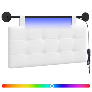 vidaXL Tête de lit suspendue Avec lumière LED Blanc Tissu