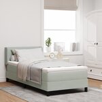 Lit à ressort avec matelas vidaXL Gris clair 100x200 cm Velours