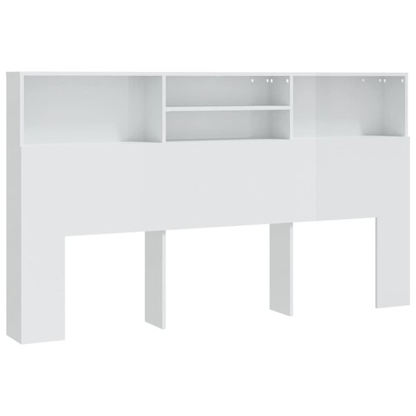 vidaXL Armoire de tête de lit Blanc brillant 180x19x103 5 cm
