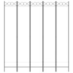 vidaXL Cloison de séparation 5 panneaux Blanc 200x220 cm Tissu