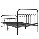 vidaXL Cadre de lit métal avec tête de lit/pied de lit noir 100x190 cm