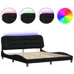 vidaXL Cadre de lit avec LED sans matelas noir 180x200 cm tissu
