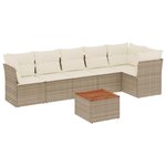 vidaXL Salon de jardin avec coussins 7 Pièces beige résine tressée