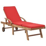 vidaXL Chaises longues avec coussins 2 Pièces Bois de teck solide Rouge