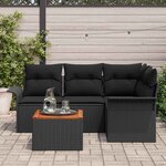 vidaXL Ensemble de canapé de jardin avec stockage 5 Pièces Noir polyrotin