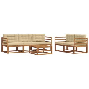 vidaXL Ensemble de canapés d'extérieur 6 Pièces Naturel et Beige
