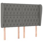 vidaXL Tête de lit avec oreilles Gris foncé 147x23x118/128 cm Tissu