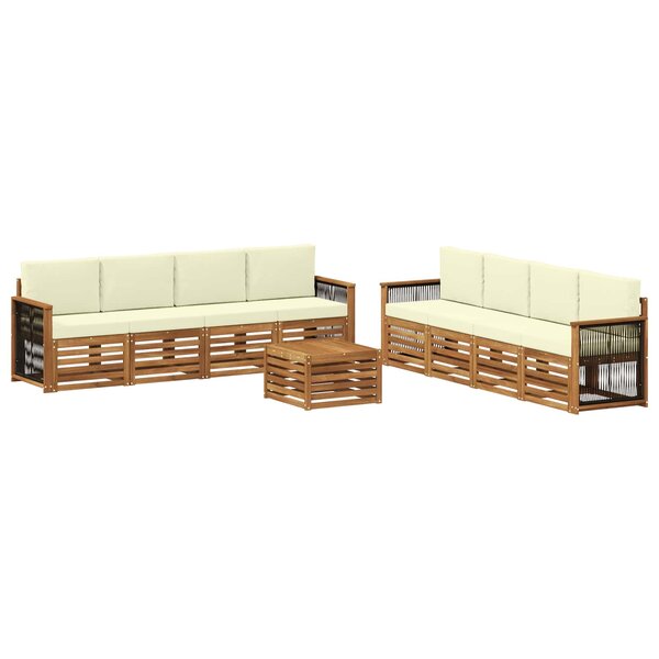 vidaXL Ensemble de canapés d'extérieur 9 pc Naturel et Crème