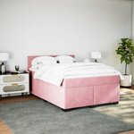 vidaXL Sommier à lattes de lit avec matelas Rose 140x200 cm Velours
