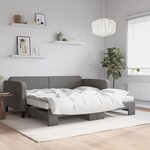 vidaXL Lit de jour avec gigogne et matelas gris foncé 100x200 cm tissu