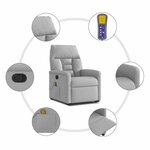 vidaXL Fauteuil de massage inclinable gris nuage tissu