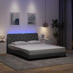 vidaXL Cadre de lit avec LED sans matelas gris clair 160x200 cm tissu