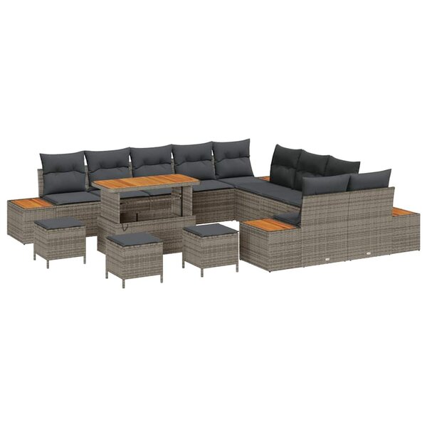 vidaXL Ensemble de canapé de jardin avec coussin Gris Poly rotin