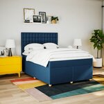 vidaXL Sommier à lattes de lit avec matelas Bleu 160x200 cm Tissu