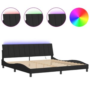 vidaXL Cadre de lit avec LED sans matelas Hanko noir 200x200 cm velours
