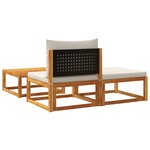 vidaXL Ensemble de canapés de jardin 3 pièces avec coussins en bois d'acacia et rotin