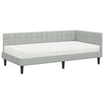 vidaXL Cadre de lit d'angle avec matelas 2 Pièces Gris clair Velours