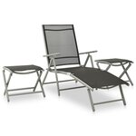 vidaXL Salon de jardin 3 Pièces textilène et aluminium argenté