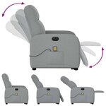 vidaXL Fauteuil inclinable de massage électrique Gris clair Tissu