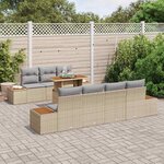 vidaXL Ensemble de canapé de jardin 8 Pièces Beige Poly rotin