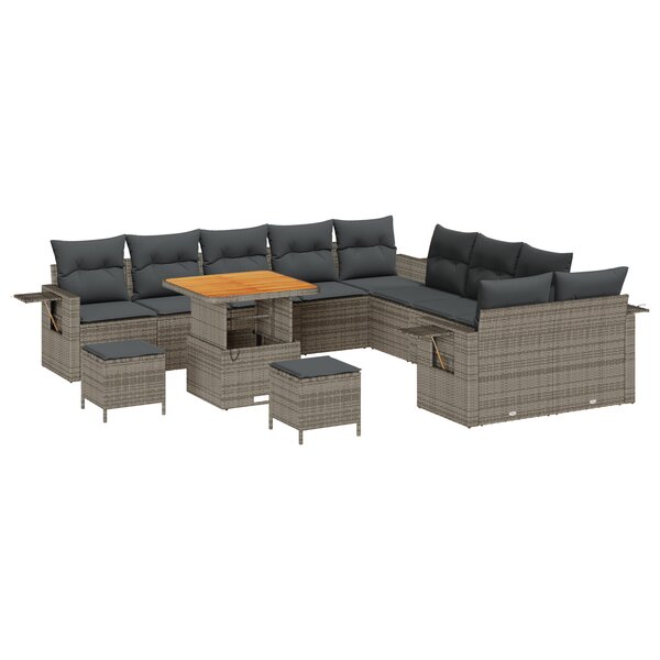 vidaXL Ensemble de canapé de jardin 13 Pièces Gris Poly rotin